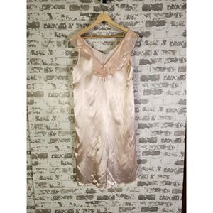 Vintage Pink Coquette Slip Dress Lingerie Size Large Ruffle Glam Romantic